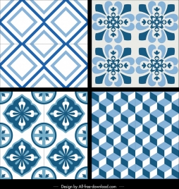 decorative pattern templates blue repeating geometry flora decor