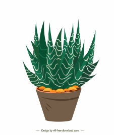 decorative plant pot icon fresh green tree sketch