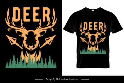 deer forest tshirt template symmetric silhouette sketch
