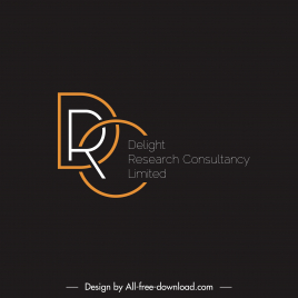 delight research consultancy limited logo template modern elegant dark flat stylized texts sketch