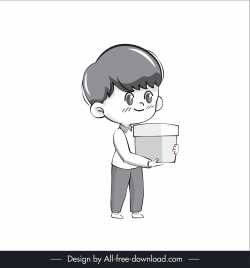 delivery man chibi character lineart icon standing gesture sketch cute handdrawn cartoon