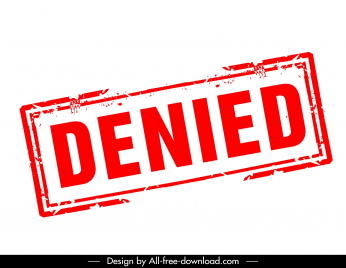 denied stamp template retro flat text rectangle border