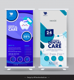 dental care roll up banner template elegant stylized tooth checkered decor