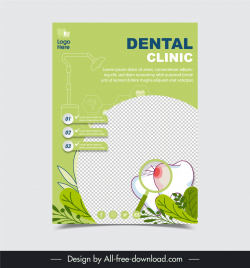 dental clinic poster template elegant leaf medical elements