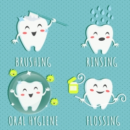 dental design elements cute stylized tooth icons