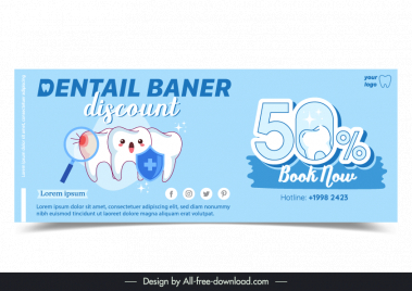 dental discount poster template cute stylized cartoon