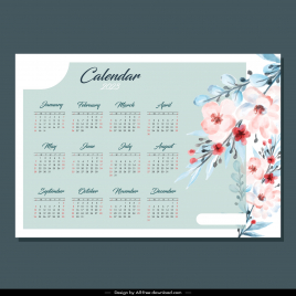desk calendar 2023 template elegant classical blooming flowers decor