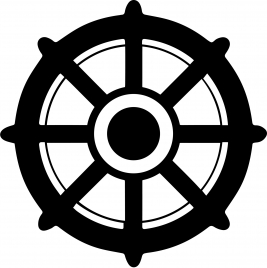 dharmachakra sign icon symmetric black white wheel shape sketch