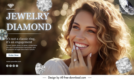 diamond advertising banner template elegant lady smiling