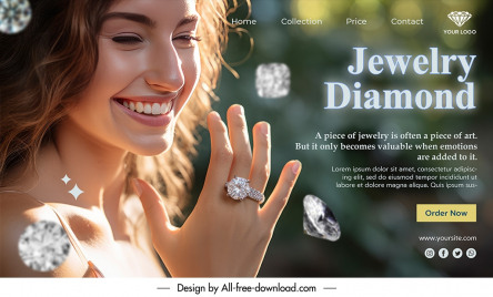diamond ring landing page template realistic dynamic lady