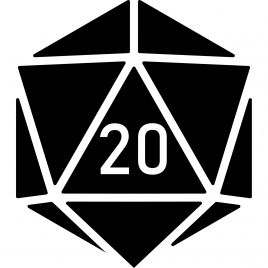 dice d20 sign icon flat black white geometrical outline