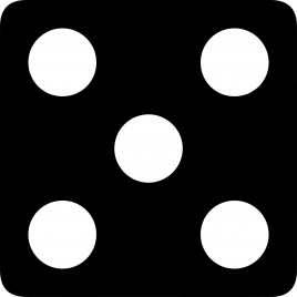 dice five sign icon flat symmetric black white circles square sketch