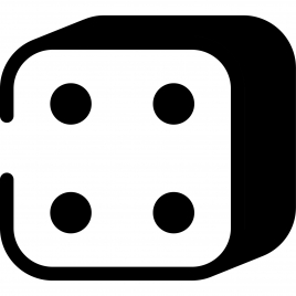 dice four sign icon 3d contrast black white outline