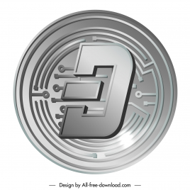 digibyte coin sign icon shiny luxury silver design