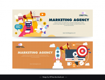 digital marketing banner templates dynamic flat media elements
