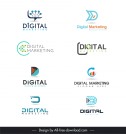digital marketing logo collection flat modern