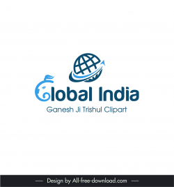 digital marketing logo global x india template elephant globe sketch
