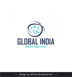 digital marketing logo global x india template handdrawn curves elephant sketch