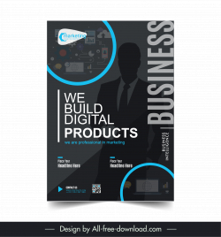 digital marketing poster template modern dark silhouette