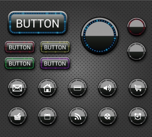 digital shaped buttons design with shiny black background