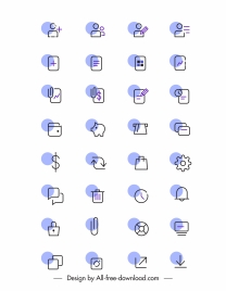 digital user interface icons collection flat handdrawn sketch