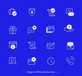 digital user interface icons flat design classic symbols