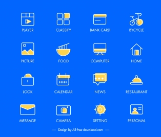 digital user interface icons flat symbols sketch