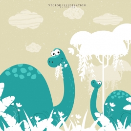 dinosaurs background green design white trees sketch