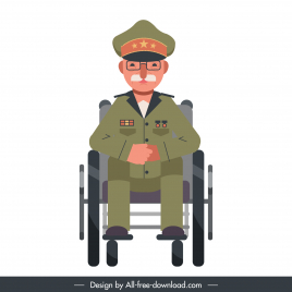 disable ex serviceman icon cartoon sketch