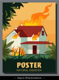 disaster poster house fire sketch colorful dynamic design