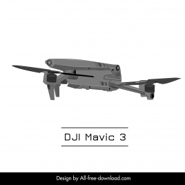 dji mavic 3 drone flycam design element 3d side view