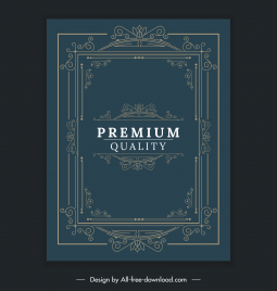 document cover template dark elegant symmetric vintage frames