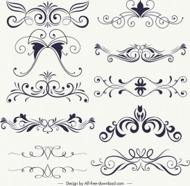 document decorative elements collection classical symmetric curves