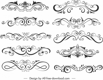 document decorative elements templates classical flat symmetric curves