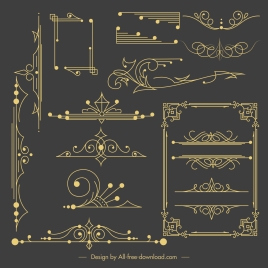 document decorative templates elegant dark retro symmetric shapes