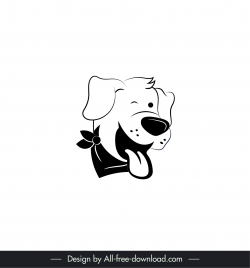 dog logo icon black white handdrawn outline