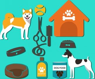 dog products design elements various colorful symbols