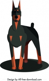 dog species icon dark black brown 3d design