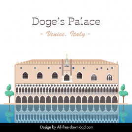doges palace landmark advertising poster elegant flat classic design