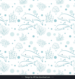 dolphin pattern repeating handdrawn outline