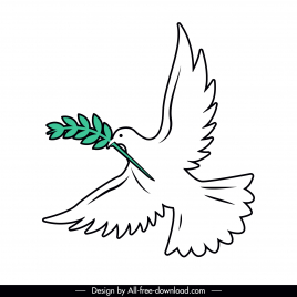 dove icon flat handdrawn classic outline