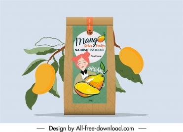 dried mango packaging template elegant retro handdrawn decor