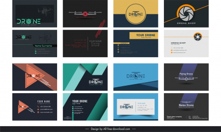 drone business card templates collection  dark elegance