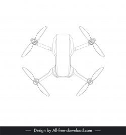 drone flycam design elements flat black white handdrawn symmetry