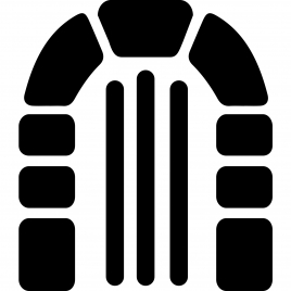 dungeon sign icon flat black white symmetric geometric sketch