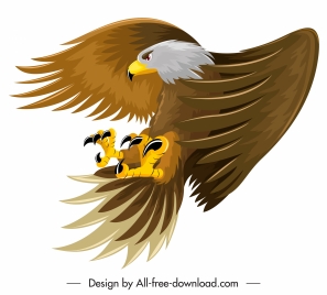 eagle icon hunting sketch colored cartoon design
