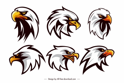 eagle logotypes heads sketch colored handdrawn design