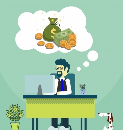 earning money background working man money thought icons