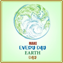 earth day banner globe icon colored handdrawn design