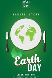 earth day banner green earth decorated dish icons